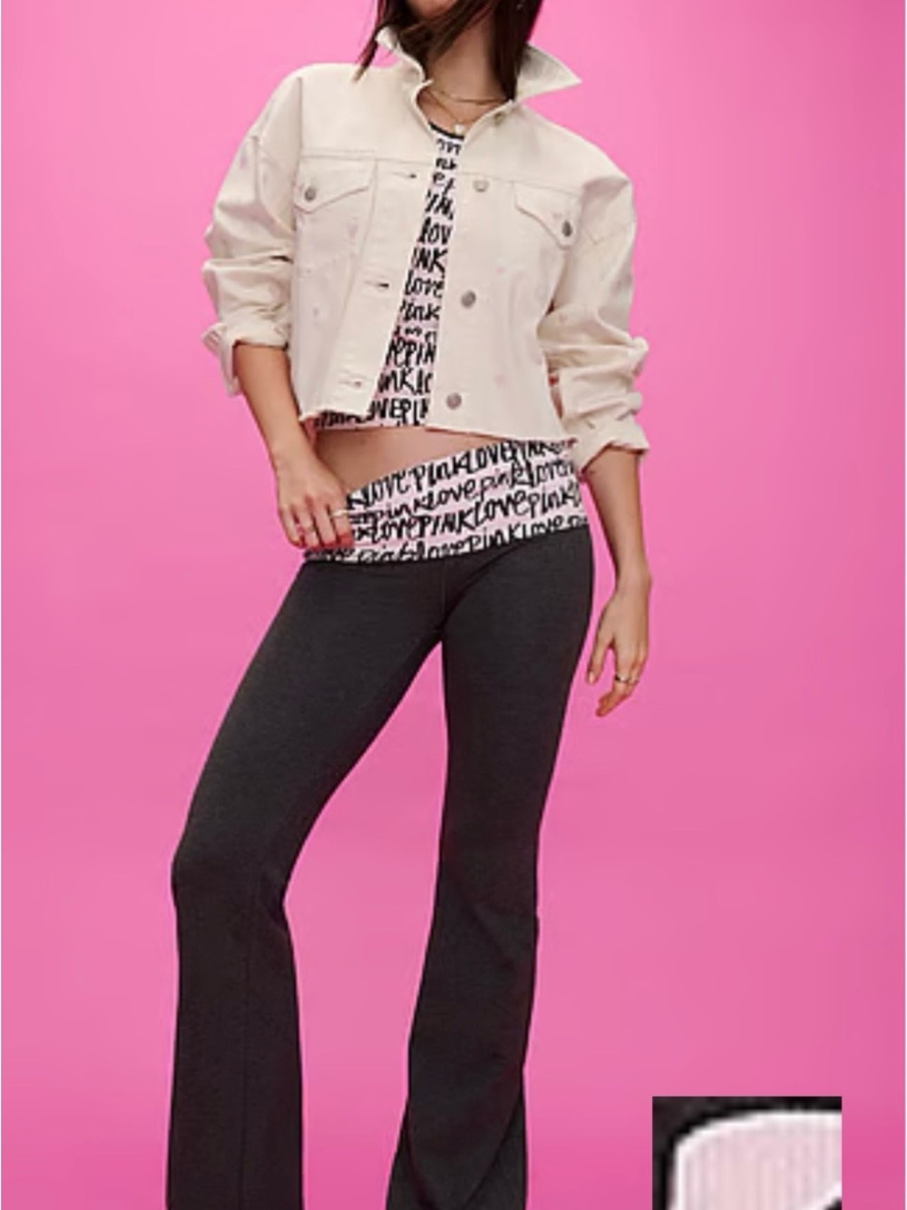 PINK Victoria's Secret all day fold over Flared Leggings